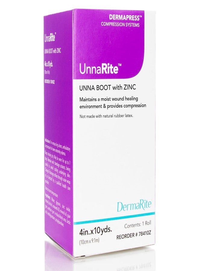 DermaRite's UnnaRite C Unna Boot, with Zinc Oxide - Moist Healing and Gentle Compression for Venous Leg Ulcers - 4 in. x 10 yds., 1 Roll - Image 1